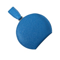 Dolce & Gabbana Women's Blue Calfskin Leather Round Logo Hand Mirror Holder - One Size thumbnail