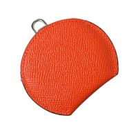 Dolce & Gabbana Women's Orange Calfskin Leather Round Logo Hand Mirror Holder - One Size thumbnail