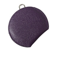 Dolce & Gabbana Women's Purple Calfskin Leather Round Logo Hand Mirror Holder - One Size thumbnail