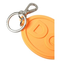 Dolce & Gabbana Women's Orange Rubber DG Logo Silver Brass Metal Keyring Keychain - One Size thumbnail