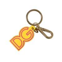 Dolce & Gabbana Women's Yellow Rubber Gold Tone Metal DG Logo Keyring Keychain - One Size thumbnail