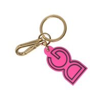 Dolce & Gabbana Women's Pink Rubber Gold Tone Metal DG Logo Keyring Keychain - One Size thumbnail