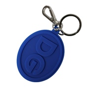 Dolce & Gabbana Women's Blue Rubber DG Logo Silver Brass Metal Keyring Keychain - One Size thumbnail