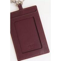 Leather Badge Holder with Hammered Detailing and Shiny Key Ring One Size Men thumbnail