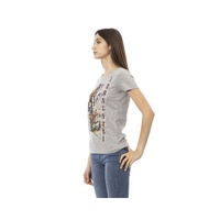 Trussardi Action Women's Chic Gray Cotton Blend Tee with Unique Print - M thumbnail
