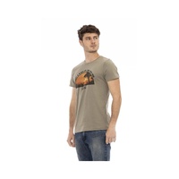Trussardi Action Men's Sleek Green Short Sleeve Tee with Chic Front Print - L thumbnail