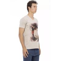 Short Sleeve V-Neck T-Shirt with Front Print XL Men thumbnail