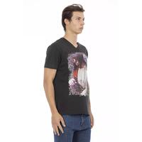 Short Sleeve T-shirt with V-neck and Front Print M Men thumbnail