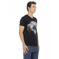 Short Sleeve T-shirt with V-neck and Front Print M Men thumbnail