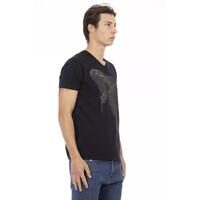 Short Sleeve T-shirt with V-neck and Front Print M Men thumbnail