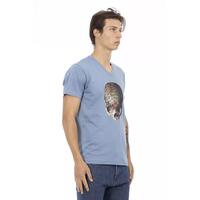 Short Sleeve T-shirt with V-neck and Front Print M Men thumbnail