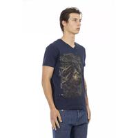Short Sleeve T-shirt with V-neck and Front Print S Men thumbnail