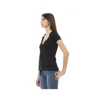 Trussardi Action Women's Chic Black Cotton Tee with Unique Front Print - XL thumbnail