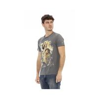 Trussardi Action Men's Chic Gray Cotton Tee with Statet Print - M thumbnail