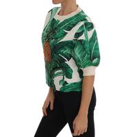 DOLCE & GABBANA Enchanted Sicily Short Sleeve Sweater with Sequined Pineapple Embroidery 38 IT Women thumbnail