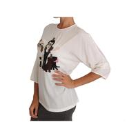 DOLCE & GABBANA White Multicolor Figure Family T-shirt 42 IT Women thumbnail