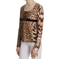 Roberto Cavalli Long Sleeve Round Neck Leopard Top 46 IT Women thumbnail