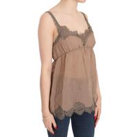 Brown Lace Spaghetti Strap Plunging Top Blouse 44 IT Women thumbnail