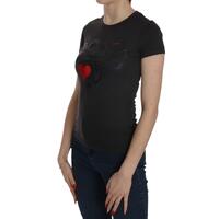 EXTE Black Hearts Print Crew Neck Blouse 42 IT Women thumbnail