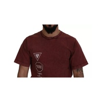 Dolce & Gabbana Men's Maroon Printed Crewneck Tee Cotton T-shirt - 44 IT thumbnail