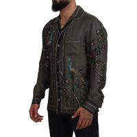 Regular Fit Ostrich Print Silk Shirt with Logo Details S Men thumbnail