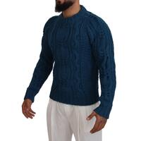 Blue Crewneck Pullover Sweater with Logo Details 44 IT Men thumbnail
