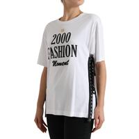 Dolce & Gabbana Women's White Slogan Print Lacing Detailed T-shirt - 38 IT thumbnail
