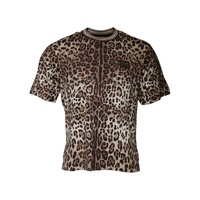Dolce & Gabbana Men's Brown Leopard Crew Neck Short Sleeve T-shirt - 50 IT thumbnail