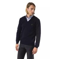 Embroidered V-neck Sweater in Extrafine Merino Wool XS Men thumbnail