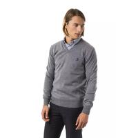 Embroidered V-neck Sweater in Extrafine Wool Merinos S Men thumbnail