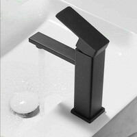 2021 Square Cube style basin mount tap low faucet Matte Black tap mixer spout thumbnail