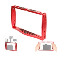 Diving Dual Handheld Grip Bracket Stabilizer Extension Phone Clamp Camera Rig Cage Underwater Case For Gopro Hero9 /8 /7 - Red thumbnail