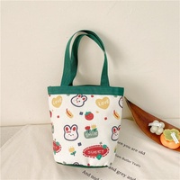 Cartoon Graffiti Bento Bag - Cute Canvas Handbag - Model 1 Green thumbnail