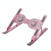 Foldable Laptop Cooling Stand with Ambient Light - Pink thumbnail