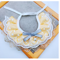 Pet Bib Adjustable Saliva Towel Lace Pearl Pendant Dog Collar - Size S thumbnail