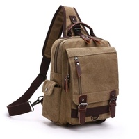 Khaki Canvas Chest Bag For Outdoor Travel Messenger Style thumbnail