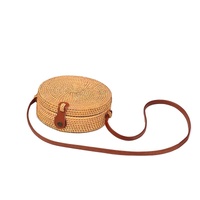 Handmade Rattan Bag With Buckle Bowknot Design Perfect For Autumn And Beach Days 20X20X8Cm thumbnail