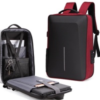 Anti-theft Hard Shell Backpack for Men with Alloy Frame - Red thumbnail