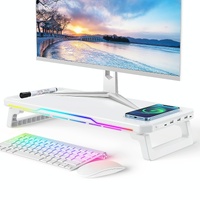 Usb Monitor Stand Riser with Type-c Ports - Wireless Charging White thumbnail