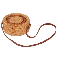 Handmade Sunflower Rattan Bag Vintage Art Beach Diagonal Bag 20X20X8Cm thumbnail