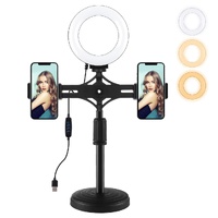 Horizontal Dual Phone Brackets Desktop Ring Light Kit - 4.7 Inch thumbnail