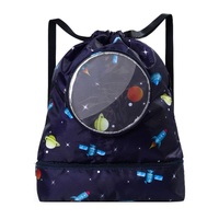 Blue Waterproof Drawstring Beach Bag L Size For Kids Wet & Dry Separation Shoulder Strap - Tibetan L thumbnail