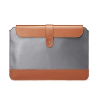 14-15.4 Inch Microfiber Notebook Liner Bag - Horizontal Gray & Brown thumbnail