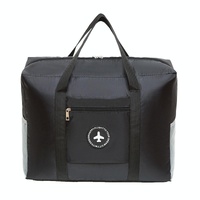 Folding Travel Bag with Trolley Case for Luggage - Black thumbnail
