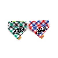 Pure Cotton Plaid Dog Scarf Small And Medium-Sized Dog Saliva Towel - Size S 20-30Cm - Red thumbnail
