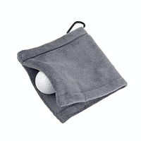 Grey Microfiber Golf Ball Cleaning Towel with Carabiner Hook thumbnail