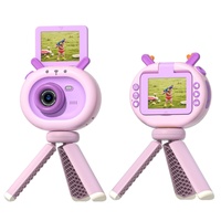 180-degree Flip-screen Cartoon Digital Camera with Stand 2.4-inch 1080p Hd - Violet thumbnail