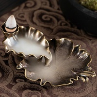 Bronze Lotus Leaf Inverted Incense Burner - Antique Indoor - Copper Colour thumbnail