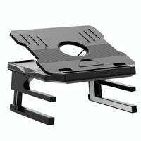 Foldable Aluminum Laptop Stand - Double Layer Heightening Bracket Black thumbnail