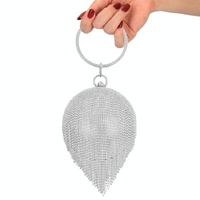 Crystal Tassel Clutch for Weddings and Parties - Black Crystal Bag thumbnail